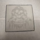 Discharge  Skull  Metallic Silver Border  4x4 Inches  Woven Patch