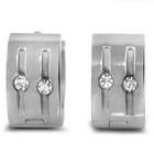 Top Grade Stainless Steel Round Hinged Hoop Huggie Cz Earrings W Cz Accents