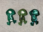 1970   s Vintage Ceramic Macrame Beads Craft Or Jewelry - Lazy Frog Lot Of 3