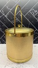 Vintage Gold Tone Almuminum Diamond Weave Ice Bucket Made In Italy