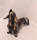 Vintage Mcm Dachshund Weiner Dog Ceramic Large Gold Drip Glaze Beautiful