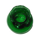 Mid Century Vintage Anchor Hocking Glass Small 3  Emerald Green Ruffled Vase