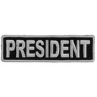 President Mc Club Rank Patch Black White 3 1 2  X  1   Biker  Embroidered Patch