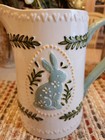 Potter s Studio Easter Pitcher Blue Rabbit Hand Painted New Ceramic
