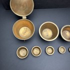 Antique Brass Apothecary Nesting Cup Weights Metric 500 Gramos Hinged Lid Set