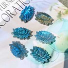 Natural Labradorite Quartz Crystal Stone Carved Lotus Flower Healing Reiki Decor