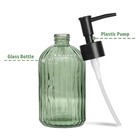 14 Oz Black Pump Glass Soap Dispenser  Green Stripe Countertop Refillable Liquid