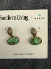 Southern Living   Barse Lime Turquoise Oval Dangle Earrings Sterling Silver Mpn