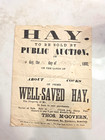 1892 Antique Hay Public Auction Broadside Irish Farming Advertising Ephemera