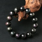 Handmade Natural Rainbow Obsidian Stretch Bracelet - 12mm Round Gemstone Beads