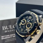 Bulova Marine Star Black Dial Rubber Strap Men s Chronograph Quartz Watch 98b278