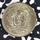 1956 Dominican Republic 25 Centavos Lot f2496 Silver  High Grade  Beautiful 