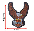 Harley-davidson Brown Up-wing Eagle Patch  11 X 9   Made In Usa-iron On Patch