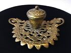 Vintage Brass Decorative Inkwell Art Nouveau Style Hinged Lid  6 X 4 5  X 3 