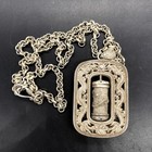 Old Collection Chinese Tibet Silver Carved  Dragon Statue Amulet Necklace New