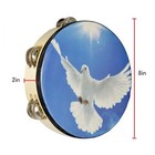 Tambourine Hand Bell Double Row Jingles Music Persuccion Church  8 Inch  Dove 