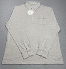 Criquet Polo Shirt Mens 2xl Xxl Long Sleeve Players Shirt Gray Organic Pique