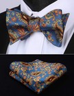 Hisdern Bow Ties For Men Paisley Self Tie Bow Tie And Pocket Square Set Class   