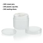 24 Pack White Translucent Cosmetic Plastic Cream Jars Containers With Lids 