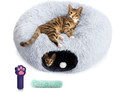 Cat Tunnel Bed With Cat Toys For Bored Indoor Adult Cats     Includes 1 Laser Paw