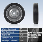  2-pack   5    X 1 5    Flat Free Solid Rubber Wheel Assemblies - Replacement Hand T