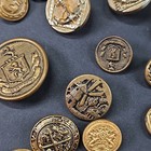 Vintage Buttons Gold Colored Brass Metal Plastic Uniform Some Military Lot Of 90