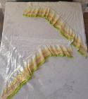 Vintage Sears 1970s Pair Of Ruffle Curtain Valances Green Orange Yellow Mod