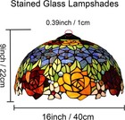 16 Inch Tiffany Style Stained Glass Lamp Shade Replacement Vintage Rose Lampshad