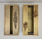 Set Of 2 - Vintage Goldtone Metal Decorative Tissue Box Holders Mcm