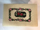 Vintage Floral Needlepoint Footstool Wool Rectangular Victorian Flowers Blue 14   