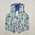 Bar Iii Mens Large Slim-fit Floral Print Blue Pink Flowers Suit Casual Vest
