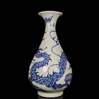Chinese Blue white Porcelain Hand Painted Dragon Pattern Yuhuchun Vase 6336