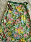 Vintage 70s Reversible Green   Flower Wrap Skirt Womens Medium Large Briggs Nos