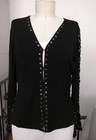 Funky Ooak Black Snap   Chain Detail Punk Goth 90 s Bell Sleeve Cardigan Sweater