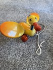 Vintage Wooden Duck Pull Toy Made By Kouvalias Bright Colors Some Wear