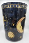 Vintage 90s Cobalt Blue Celestial Sun Moon   Stars Waste Basket trash Can Usa