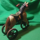 Vintage Wooden Horse Pull Toy On Wheels W  Saddle   Yarn Tail  Ages 4-7