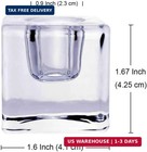 Square Glass Candle Holder Set Of 2  Clear Taper Candlestick Holders  Ideal Gift