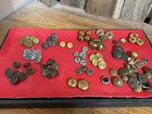 Vintage Lot - Brass Metal Button Set   Mix - Ornate Stamped Sewing - Antique