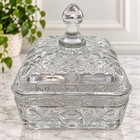 Vintage Indiana Glass Bee Box Clear Glass Honey Dish Beehive Covered Candy Jar
