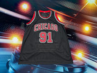 Dennis Rodman Autographed Custom Chicago Bulls Black Stat Jersey Coa Beckett