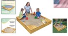 Spacious Kids Backyard Sandbox With Built-in Seating   Protective Mesh Cover