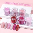 Furtherpretty Pink Glitter Nail Powders  6 Colors Sparkle Fine Glitter Dust