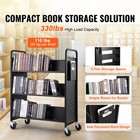 Book Cart Library Cart 330 Lbs Capacity With W-shaped Shelves In Black