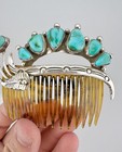 Huge Vtg Navajo Royston Turquoise Sterling Silver Hair Ornament Comb 4 