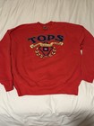 Vtg 90s Fruit Of The Loom Men s Xl Red Tops Crewneck Graphic Sweatshirt