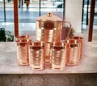 100  Pure Copper Water Jug Pitcher With Tumbler Glass Ayurveda Benefits Set Of 6