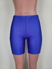 Vintage Body Co Shiny Blue Spandex Bike Dance Aerobics Shorts Medium Made Usa