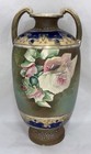 Antique Japanese Art Deco Hand Painted Porcelain Vase Roses Moriage Nouveau