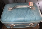 Vintage American Tourister Hard Shell Train Case Luggage Blue Traveler